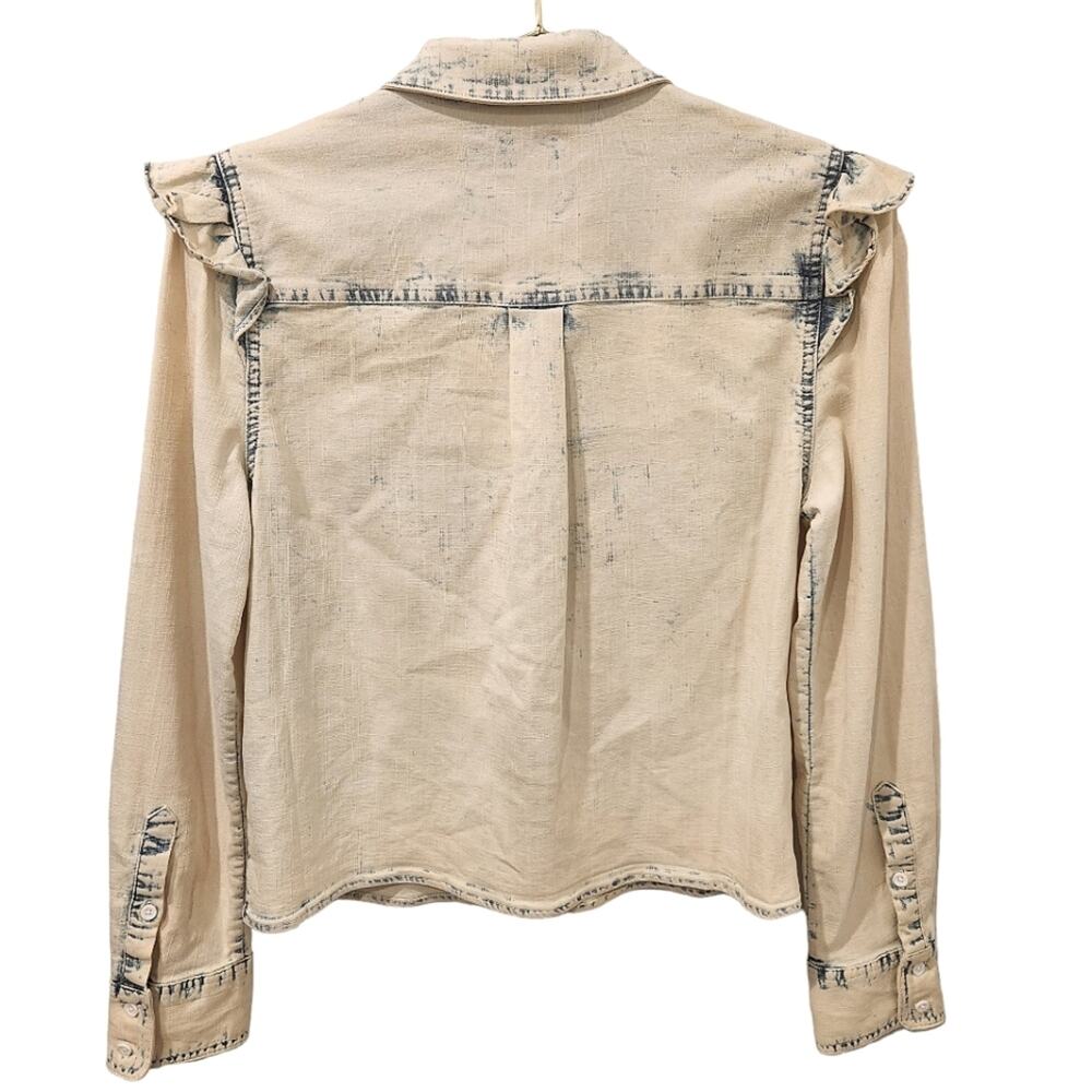 Alice + Olivia Ruffle denim button blouse size small - Picture 4 of 6